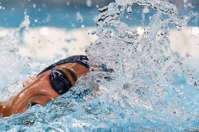 France's Ugo Didier competes in the men's S9 400m freestyle swimming event during the Paris 2024 Paralympic Games at The Paris La Defense Arena in Nanterre, west of Paris on August 29, 2024. (Photo by Franck Fife/AFP Photo)