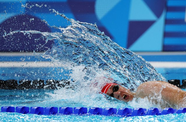 Dmitriy Horlin of Uzbekistan in action during the men's 100m freestyle S12 heats in Nanterre, France on September 4, 2024. (Photo by Eng Chin An/Reuters)