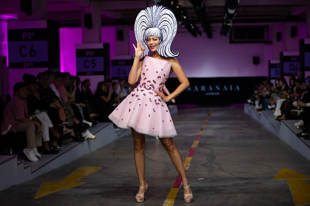 A model showcases designs by Harry Halim, Jacob Wil, and Naranaia in Bubah Alfian & Revashion Intrigue show during the JF3 Jakarta Fashion Festival at MKG Empower Hall Summarecon Mall Kelapa Gading on July 24, 2023 in Jakarta, Indonesia. (Photo by Robertus Pudyanto/Getty Images)