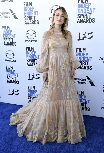 Olivia Wilde arrives at the 35th Film Independent Spirit Awards on Saturday, February 8, 2020, in Santa Monica, Calif. (Photo by Richard Shotwell/Invision/AP Photo)