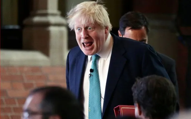 Foreign Secretary Boris Johnson arrives to speak at the Chatham House London Conference at St Pancras Renaissance Hotel in London on October 23, 2017. (Photo by Yui Mok/PA Wire Images via Getty Images)