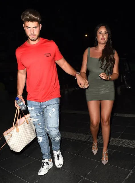English reality television personality Charlotte Crosby and boyfriend Joshua Ritchie arriving back at their hotel in London after attending Britain's Got Talent – semi final at Hammersmith Apollo on May 28, 2018 in London, England. (Photo by Splash News and Pictures)