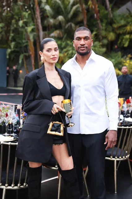 Model Nicole Williams English and former american football player  Larry English toast to the launch of the the Moët & Chandon and NBA Collection by Just Don in the second decade of May 2023. (Photo by Virisa Yong/BFA.com)
