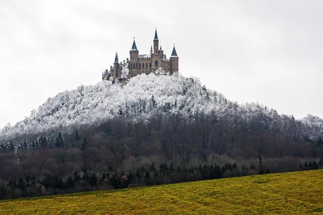 Trees are covered with ice below Hohenzollern Castle near Hechingen, Germany, 08 December 2014. The castle is the ancestral seat of the Hohenzollern family.  (Photo by Roland Beck/EPA)