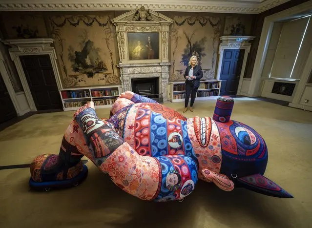 Jo Davison views a work that forms part of the Jason & His Argonauts exhibition by disabled digital artist Jason Wilsher-Mills at Wentworth Woodhouse, Rotherham, United Kingdom on Monday, May 1, 2023. (Photo by Danny Lawson/PA Images via Getty Images)