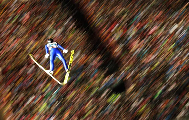 Gregor Schlierenzauer of Austria soars through the air during his 1st round jump on Day 2 of the 64th Four Hills Tournament on December 29, 2015 in Oberstdorf, Germany. (Photo by Adam Pretty/Bongarts/Getty Images)