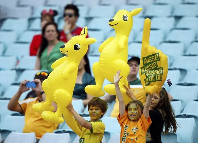 Australia's fans cheer before the start of the Asian Cup final soccer match against South Korea at the Stadium Australia in Sydney January 31, 2015. (Photo by Tim Wimborne/Reuters)