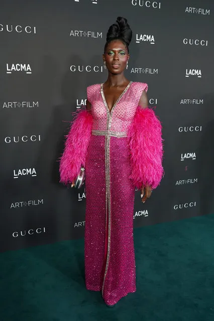British actress and model based in the United States Jodie Turner-Smith, wearing Gucci, attends the 10th Annual LACMA ART+FILM GALA honoring Amy Sherald, Kehinde Wiley, and Steven Spielberg presented by Gucci at Los Angeles County Museum of Art on November 06, 2021 in Los Angeles, California. (Photo by Presley Ann/Getty Images for LACMA)