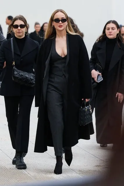 American actress Jennifer Lawrence arrives for the presentation of creations by Christian Dior for the Women Ready-to-wear Fall-Winter 2024/2025 collection as part of the Paris Fashion Week, in Paris on February 27, 2024. (Photo by Ian Langsdon/AFP Photo)