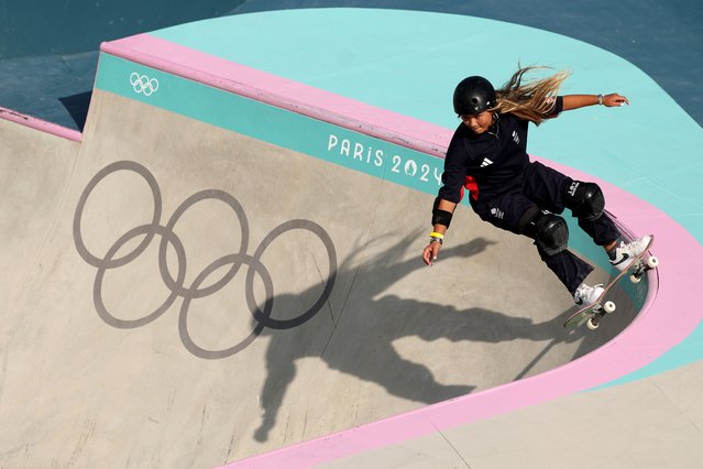 Sky Brown of Team Great Britain warms up prior to the Women's Park Prelims on day eleven of the Olympic Games Paris 2024 at Place de la Concorde on August 06, 2024 in Paris, France. (Photo by Julian Finney/Getty Images)