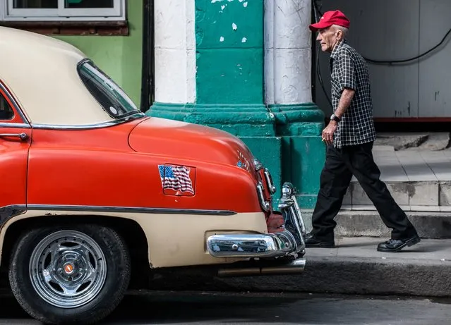 A classic car is parked in a street of Havana, on February 4, 2015. (Photo by Yamil Lage/AFP Photo)