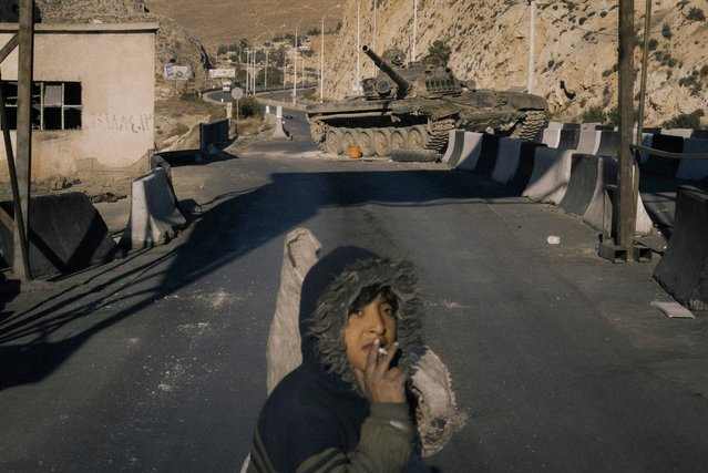 A destroyed Syrian army checkpoint on a road between Damascus, Syria’s capital, and the Lebanese border on December 9, 2024. (Photo by Lorenzo Tugnoli for The Washington Post)