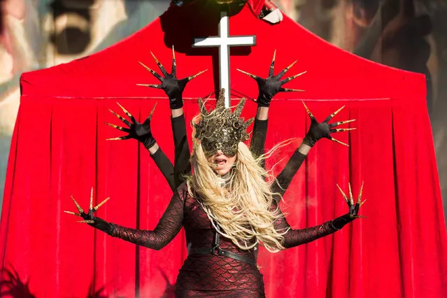 Maria Brink of In This Moment performs at Monster Energy Aftershock Festival 2017 at Discovery Park on October 22, 2017 in Sacramento, California. (Photo by Miikka Skaffari/FilmMagic)