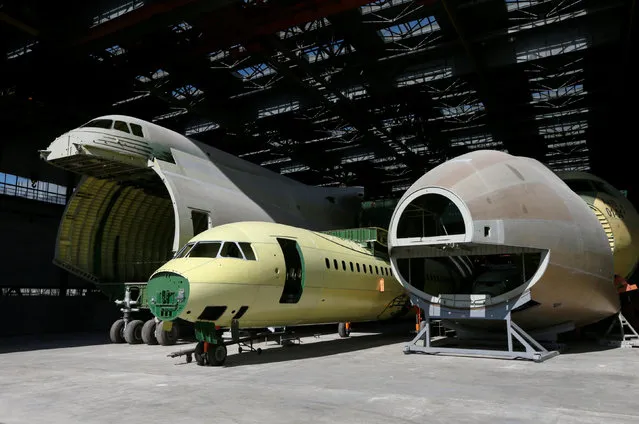 Parts of an airframe for the second Antonov-225 Mriya plane (L and R) are seen at Antonov aircraft plant in Kiev, Ukraine, September 7, 2016. (Photo by Valentyn Ogirenko/Reuters)