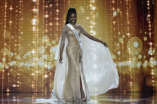 Miss Angola Swelia Da Silva Antonio competes in the evening gown competition during the preliminary round of the 71st Miss Universe Beaty Pageant in New Orleans, Wednesday, January 11, 2023. (Photo by Gerald Herbert/AP Photo)