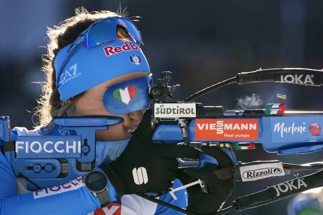 Dorothea Wierer, of Italy, competes in the 4X6 Mixed Relay competition at the Biathlon World Championships in Oberhof, Germany, Wednesday, February 8, 2023. (Photo by Matthias Schrader/AP Photo)