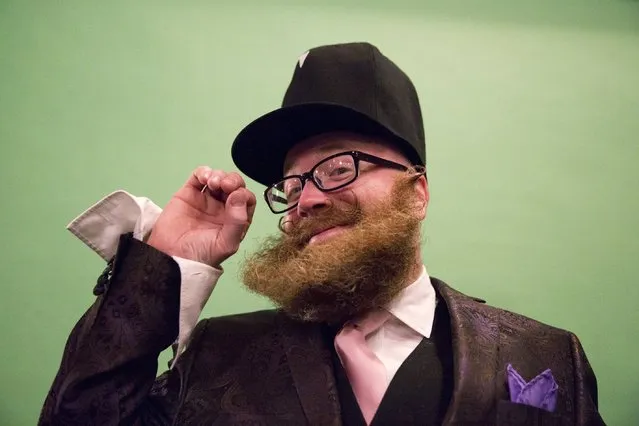 Adam Falandys from Massachusetts poses for a photograph at the 2015 Just For Men National Beard & Moustache Championships at the Kings Theater in the Brooklyn borough of New York City, November 7, 2015. (Photo by Elizabeth Shafiroff/Reuters)