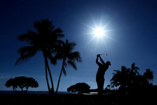 Vaughn Taylor of the United States plays his shot from the 17th tee during the third round of the Sony Open in Hawaii at the Waialae Country Club on January 16, 2021 in Honolulu, Hawaii. (Photo by Cliff Hawkins/Getty Images)