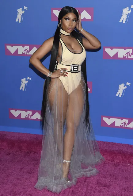 Nicki Minaj arrives at the MTV Video Music Awards at Radio City Music Hall on Monday, August 20, 2018, in New York. (Photo by Evan Agostini/Invision/AP Photo)