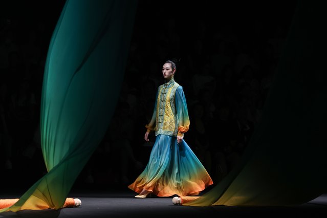 A model walks the runway at the LOOLAYY by Zhang Xiaoqi show at the China Fashion Week S/S 2024 on September 13, 2023 in Beijing, China. (Photo by Emmanuel Wong/Getty Images)