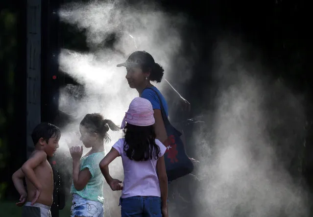 People cool off in mist in a park as hot summer temperatures hit Sao Paulo, Brazil, December 28, 2016. (Photo by Paulo Whitaker/Reuters)