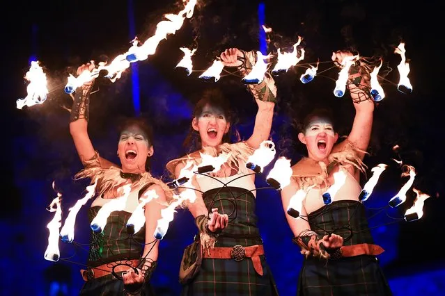 Celtic Fire Theatre company, PyroCeltica perform ahead of the torchlight procession on the Royal Mile for the start of the Hogmanay celebrations on December 30, 2018 in Edinburgh, Scotland. It is expected to bring in excess of 150,000 visitors from all over the world to the city for the traditional New Year celebrations, which run over three days. (Photo by Jeff J. Mitchell/Getty Images)