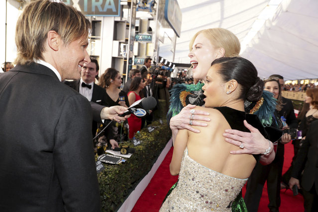 Keith Urban, Nicole Kidman and Thandie Newton seen at the 23rd Annual SAG Awards on Sunday, January 29, 2017, in Los Angeles. (Photo by Eric Charbonneau/Invision for People Magazine/AP Images)