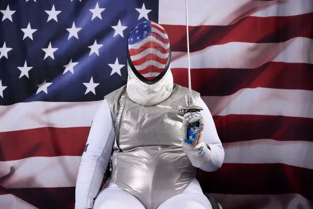 American wheelchair fencer Ellen Geddes poses for a portrait during the Team USA media summit ahead of the Paris Olympics and Paralympics, at an event in New York, U.S., April 17, 2024. (Photo by Andrew Kelly/Reuters)