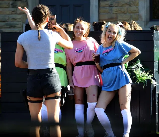 Students, dressed in a whole array of fancy dress outfits, were pictured on a wild night out to kick off Freshers' Week in Leeds, England on September 21, 2019. Freshers' Week is a period before the start of an academic year at a university or tertiary institutions. During this period, students participate in a wide range of social activities. (Photo by N B (PRESS) LTD)