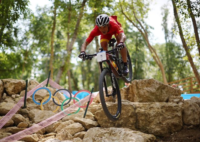 Jiujiang Mi of China during mountain bike training in Trappes, France on July 24, 2024. (Photo by Agustin Marcarian/Reuters)