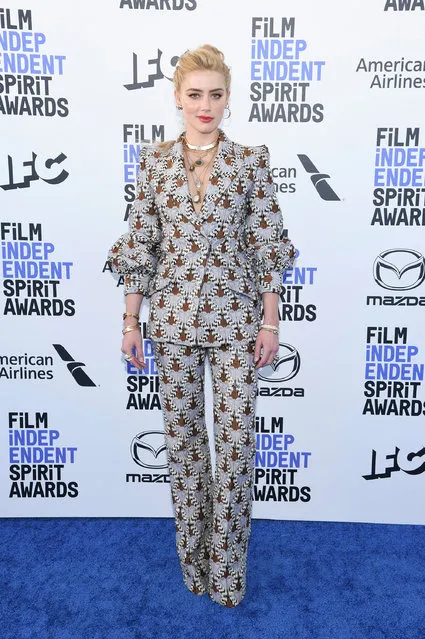 Amber Heard arrives at the 35th Film Independent Spirit Awards on Saturday, February 8, 2020, in Santa Monica, Calif. (Photo by Stewart Cook/Rex Features/Shutterstock)
