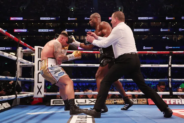 Daniel Dubois knocks out Kevin Lerena during the WBA World Heavyweight Title fight between Daniel Dubois and Kevin Lerena at Tottenham Hotspur Stadium on December 03, 2022 in London, England. (Photo by Warren Little/Getty Images)