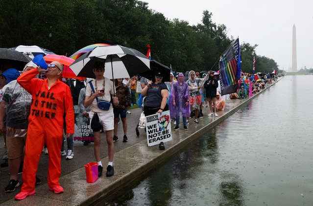 People attend the “International Rally + March on Washington for Freedom” in support of LGBTQ+ rights as part of WorldPride in Washington on June 8, 2025. (Photo by Leah Millis/Reuters)