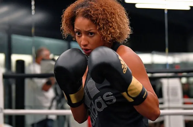 French professional boxer Estelle Mossely fights during a training session at Temple du Noble Art on September 22, 2020 in Paris, France. (Photo by Aurelien Meunier/Getty Images)