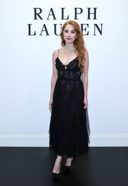 American actress Jessica Chastain attends the Ralph Lauren show during September 2025 New York Fashion Week on September 10, 2025 in New York City. (Photo by Jamie McCarthy/Getty Images)