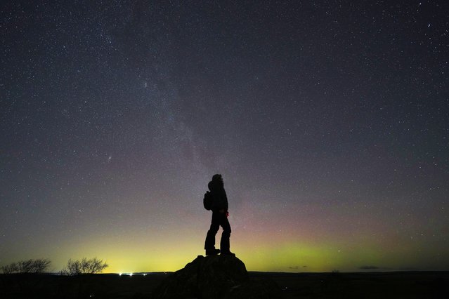 The northern lights are seen in the active skies over Hadrians Wall, UK in the early hours this morning on January 2, 2025. A geomagnetic storm has meant the northern lights will be particularly active. (Photo by Julie Smith/Story Picture Agency)