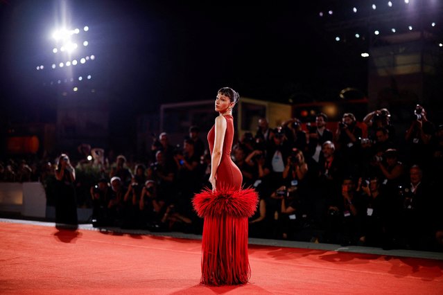 Spanish actress Ursula Corbero poses on the red carpet during arrivals for the screening of the movie “El Jockey” (Kill the Jockey), in competition, at the 81st Venice Film Festival, Venice, Italy, on August 29, 2024. (Photo by Louisa Gouliamaki/Reuters)
