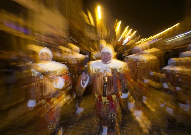 Gilles of Binche parade during the carnival event in Binche February 17, 2015. (Photo by Yves Herman/Reuters)