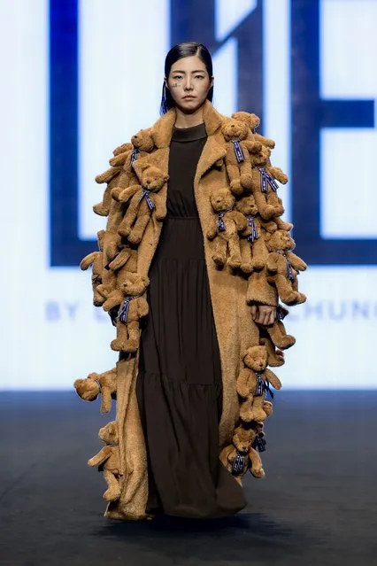 A model walks the runway during the LIE Womenswear as part of 34th Daegu Collection on October 13, 2023 in Daegu, South Korea. (Photo by Justin Shin/Getty Images)