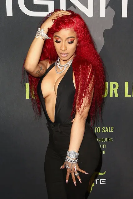 Cardi B attends Ignite Angels and Devils Pre-Valentine's Day Party on February 13, 2019 in Bel Air, California. (Photo by Tommaso Boddi/Getty Images for Ignite)