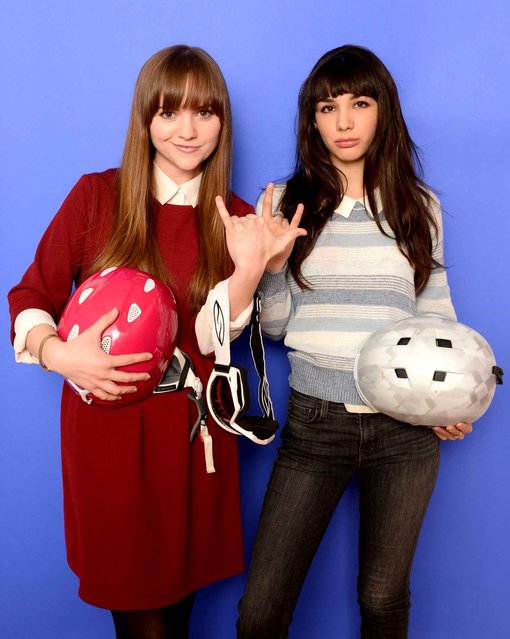 (L-R) Actresses Tara Barr and actress Hannah Marks pose for a portrait during the 2014 Sundance Film Festival at the Getty Images Portrait Studio at the Village At The Lift on January 17, 2014 in Park City, Utah. (Photo by Larry Busacca/AFP Photo)