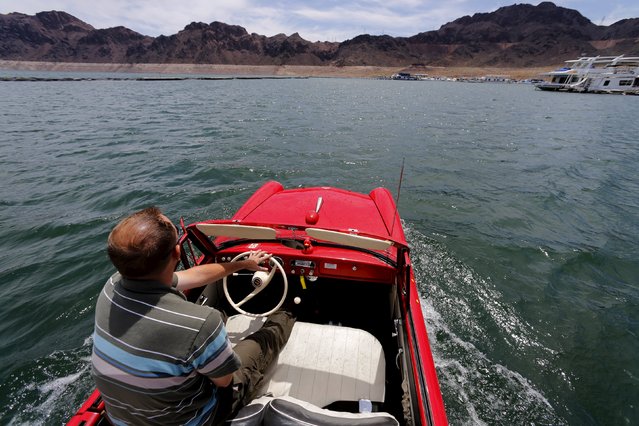 James Spears takes his 1964 German built  Amphicar for a drive on Lake Mead in Nevada May 6, 2015. (Photo by Mike Blake/Reuters)