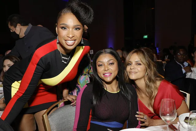 (L-R) American singer Jennifer Hudson and American actresses Taraji P. Henson and Halle Berry attend the Fourth Annual Celebration of Black Cinema & Television, presented by the Critics Choice Association at Fairmont Century Plaza on December 06, 2021 in Los Angeles, California. (Photo by Amy Sussman/Getty Images for the Critics Choice Association)