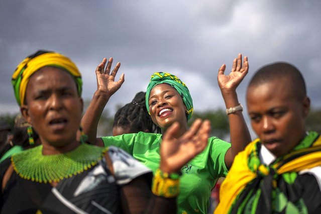Supporters of Ukhonto weSizwe party dance during an election meeting in Mpumalanga, near Durban, South Africa, Saturday, May 25, 2024, ahead of the 2024 general elections scheduled for May 29. (Photo by Emilio Morenatti/AP Photo)
