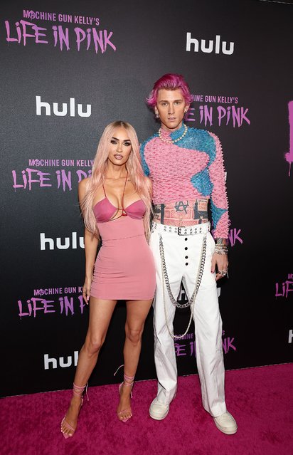 American actress and model Megan Fox and American rapper Colson “Machine Gun Kelly” Baker attend “Machine Gun Kelly's Life In Pink” New York Premiere on June 27, 2022 in New York City. (Photo by Arturo Holmes/WireImage)
