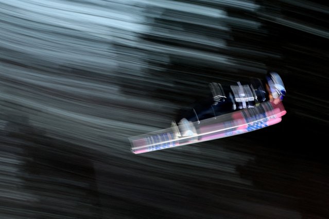 Japan's Ryoyu Kobayashi in action during the Men's Individual HS147 first round at the FIS Ski Jumping World Cup in Willingen, Germany, on February 1, 2025. (Photo by Wolfgang Rattay/Reuters)