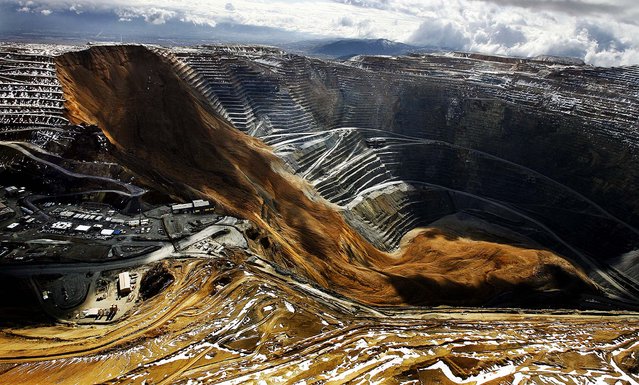 Kennecott Utah Copper has suspended mining inside one of the world's deepest open pits, in Bingham Canyon, Utah, as geologists assess a landslide the company says it anticipated for months, on April 11, 2013. (Photo by Ravell Call/The Deseret News)