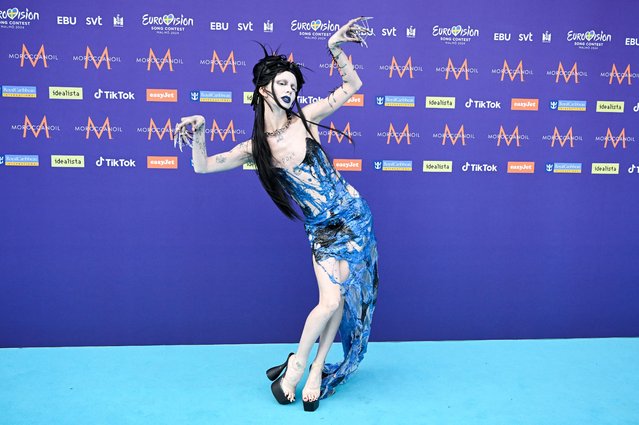 Irish singer-songwriter Bambie Ray Robinson also known as Bambie Thug poses on the turquoise carpet before the opening ceremony for the 68th edition of the Eurovision Song Contest ESC at Malmo Live concert venue, in Malmo, Sweden, on May 5, 2024. (Photo by Jessica Gow/TT News Agency via Reuters)