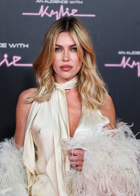 English lingerie and catwalk model Abbey Clancy attends “An Audience With Kylie” at Royal Albert Hall on December 01, 2023 in London, England. (Photo by Brett D. Cove/Splash News and Pictures)