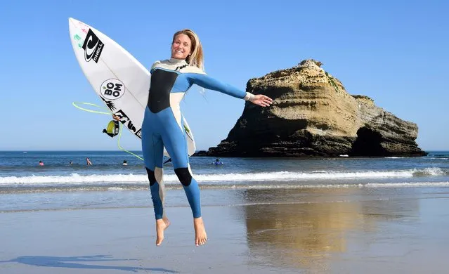 Italy's surf-pro Valentina Vitale poses on May 25, 2017 in Biarritz, southwestern France, during the 2017 ISA World Surfing Games. The event, gathering athletes from over 40 countries, takes place until May 28. (Photo by Franck Fife/AFP Photo)